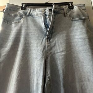 Blue Flare Wide Leg Jeans with Soft Denim